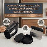 Set Gratar 4 in 1: Presa Burger, Perie Sarma, Racleta si Burete Curatare Grill - BUZ.RO