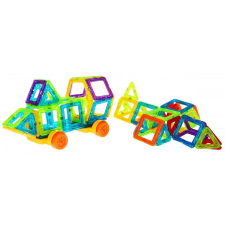 Set inteligent de constructie magnetica cu 128 piese, educativ si creativ, magnetic construction blocks