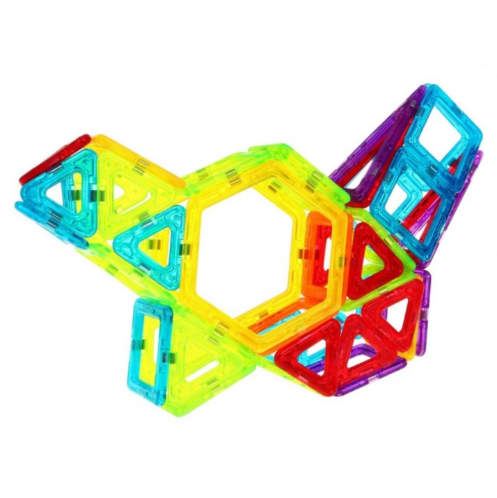 Set inteligent de constructie magnetica cu 128 piese, educativ si creativ, magnetic construction blocks