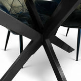 Set masa cu scaune bucatarie, dining, living, sufragerie, blat din lemn cu picioare metalice, scaune husa catifea gri, 4 persoane, Lavinia - BUZ.RO