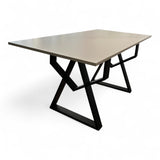 Set masa cu scaune bucatarie, dining, living, sufragerie, blat din pal cu picioare metalice, scaune husa catifea gri, 4 persoane, Alina - BUZ.RO