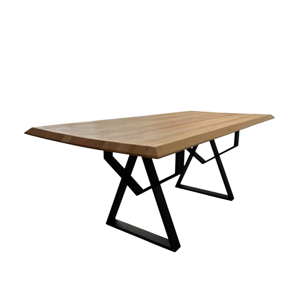 Set masa cu scaune bucatarie, dining,living, sufragerie, blat din lemn masiv cu picioare metalice moderne,scaune gri, 6 persoane, set Bianca - BUZ.RO