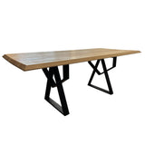 Set masa cu scaune bucatarie, dining,living, sufragerie, blat din lemn masiv cu picioare metalice moderne,scaune gri, 6 persoane, set Bianca - BUZ.RO