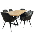 Set masa cu scaune bucatarie, dining,living, sufragerie, blat din lemn masiv cu picioare metalice moderne,scaune gri, 6 persoane, set Bianca - BUZ.RO
