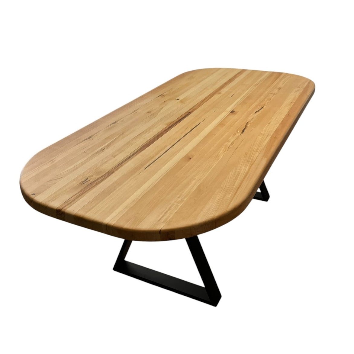 Set masa cu scaune bucatarie, dining,living, sufragerie, blat oval, din lemn masiv cu picioare metalice moderne,scaune gri, 6 persoane, set Cornelia - BUZ.RO