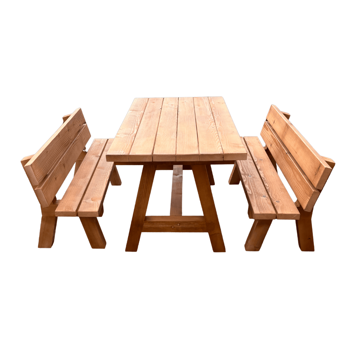 Set mobilier de gradina, 3 piese, masa si 2 banci, nuanta alun - BUZ.RO