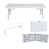 Set mobilier gradina/camping masa pliabila si 6 scaune, gradina sau terasa, pescuit, portabil, alb gri