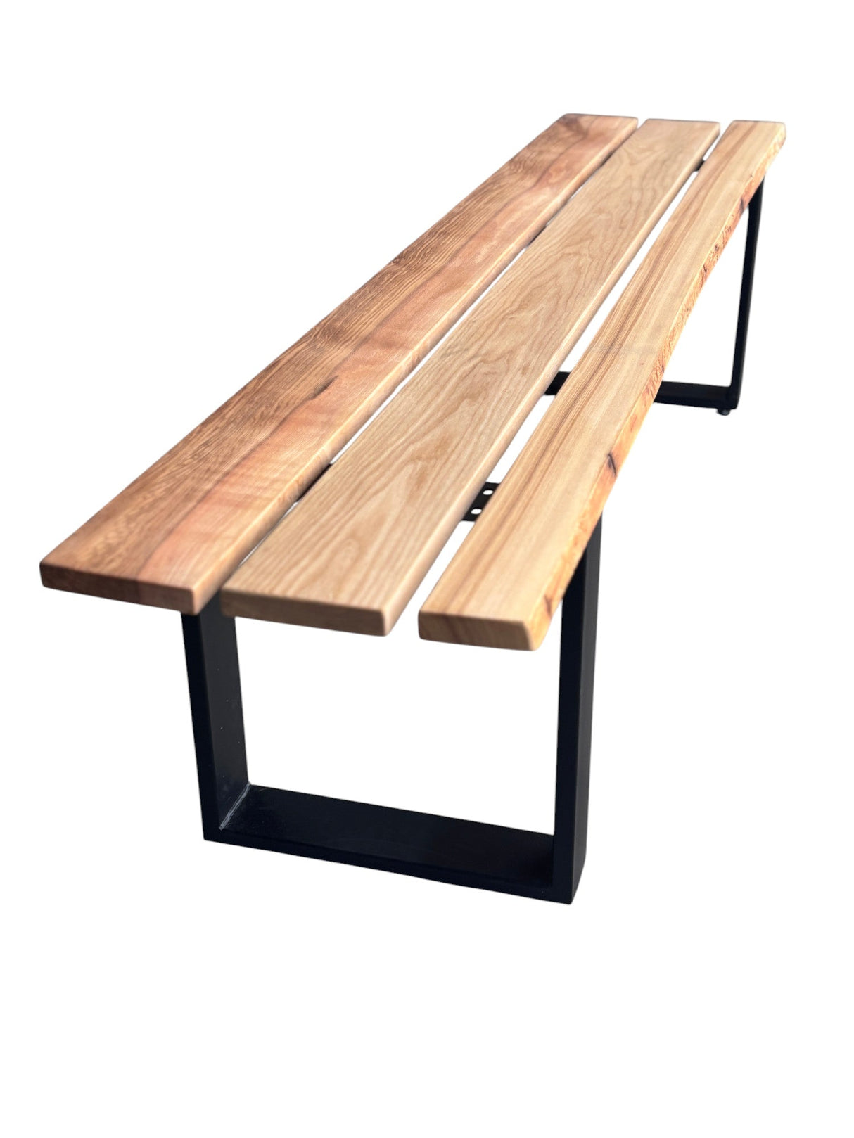 Set Mobilier lemn masa si 2 banci pentru interior sau exterior, living, cabana, terasa/gradina, Masa cu Banca Lemn Masiv rustic 1.8m x 68cm , Gradina cu Banca 1.8m x 39 cm si Picioare din metal moderne - BUZ.RO