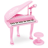 Set muzical, pentru copii, pian copii, cu 36 taste, microfon karaoke si scaunel, sunete si melodii, Mp3, roz