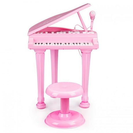 Set muzical, pentru copii, pian copii, cu 36 taste, microfon karaoke si scaunel, sunete si melodii, Mp3, roz