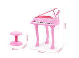 Set muzical, pentru copii, pian copii, cu 36 taste, microfon karaoke si scaunel, sunete si melodii, Mp3, roz
