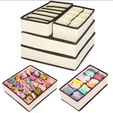 Set organizatoare si cutie depozitare pentru lenjerie, sosete, 4 piese , 38 compartimente PP, crem - BUZ.RO