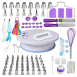Set patiserie, 137 piese, sabloane, decorare torturi, decorare prajituri, platou rotativ - BUZ.RO
