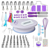 Set patiserie, 137 piese, sabloane, decorare torturi, decorare prajituri, platou rotativ - BUZ.RO