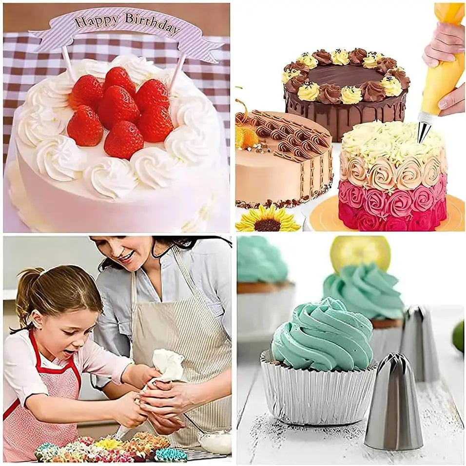 Set patiserie cu 82 piese si sabloane pentru decorare torturi si prajituiri