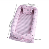 Set patut portabil, bebe baby nest cu lenjerie, perna, bumper protectie anti - alunecare, verde cu iepuri gri - BUZ.RO