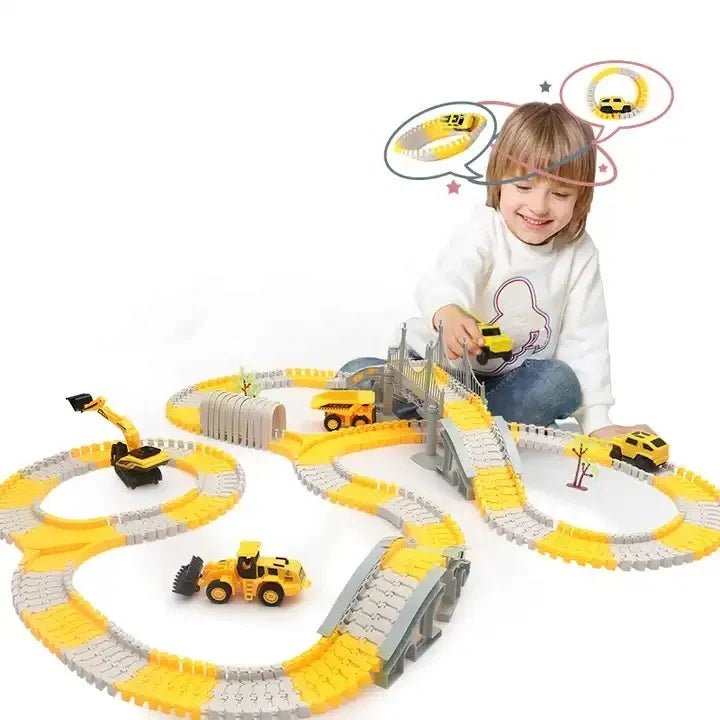 Set pista curse, 346 piese flexibile, jucarie interactiva, cu masini, jucarii baieti si fete, + 3 ani, montessori - BUZ.RO