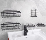 Set raft baie, cu carlige, suporturi pentru sapun, usor de instalat pe perete, fara gaurire, 4 piese - BUZ.RO