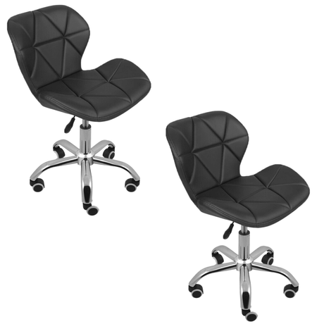 Set scaune cu roti si inaltime reglabila pentru salon, cosmetica, birou, Negru/ALB - BUZ.RO