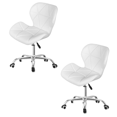 Set scaune cu roti si inaltime reglabila pentru salon, cosmetica, birou, Negru/ALB - BUZ.RO