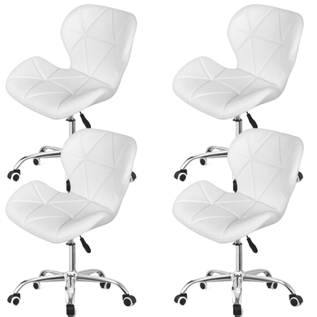 Set scaune cu roti si inaltime reglabila pentru salon, cosmetica, birou, Negru/ALB - BUZ.RO
