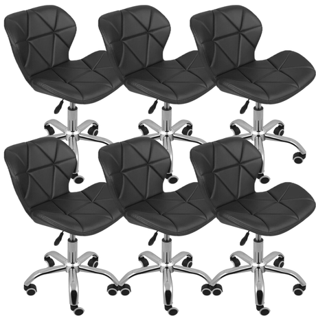 Set scaune cu roti si inaltime reglabila pentru salon, cosmetica, birou, Negru/ALB - BUZ.RO