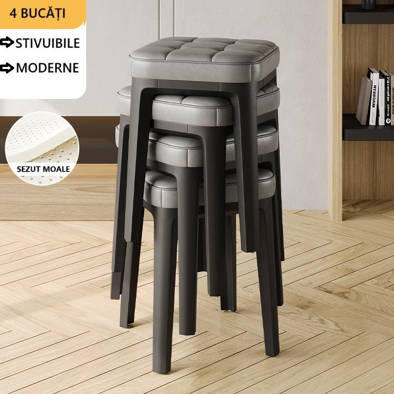 Set scaune, Scaun bucatarie taburet 4/6 bucati, stivuibile, living, dinning, hol - BUZ.RO
