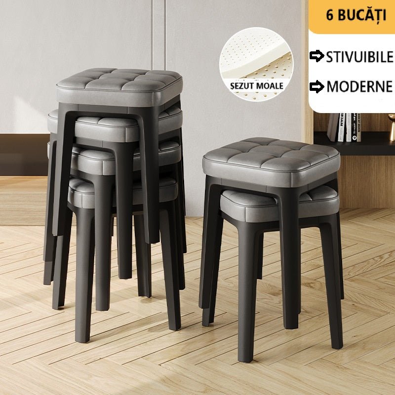 Set scaune, Scaun bucatarie taburet 4/6 bucati, stivuibile, living, dinning, hol - BUZ.RO