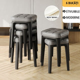Set scaune, Scaun bucatarie taburet 4/6 bucati, stivuibile, living, dinning, hol - BUZ.RO