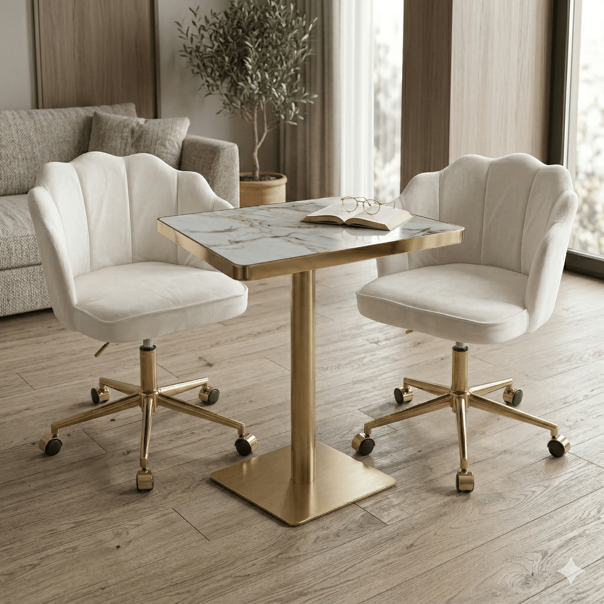 Set scaune si masa|modern|cadru metalic| scaun inaltime reglabila | masa efect marmura - BUZ.RO