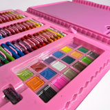 Set trusa desen copii , multicolora , interactiva , creioane , carioci , acuarele ,208 piese roz-208 piese