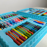 Set trusa desen copii , multicolora , interactiva , creioane , carioci , acuarele ,208 piese albastru - 208 piese - BUZ.RO