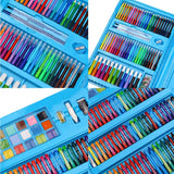 Set trusa desen copii , multicolora , interactiva , creioane , carioci , acuarele ,208 piese albastru - 208 piese - BUZ.RO