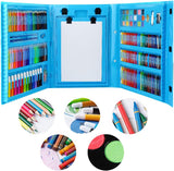 Set trusa desen copii , multicolora , interactiva , creioane , carioci , acuarele ,208 piese albastru - 208 piese - BUZ.RO