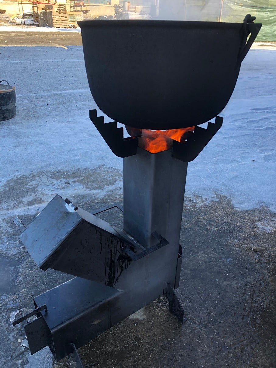 Soba de gatit cu manere, pe lemne, cu plita, otel, portabila, pentru disc si ceaun, 65x35x80 cm - BUZ.RO