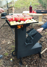 Soba de gatit cu manere, pe lemne, cu plita, otel, portabila, pentru disc si ceaun, 65x35x80 cm - BUZ.RO