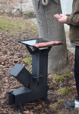 Soba de gatit cu manere, pe lemne, cu plita, otel, portabila, pentru disc si ceaun, 65x35x80 cm - BUZ.RO