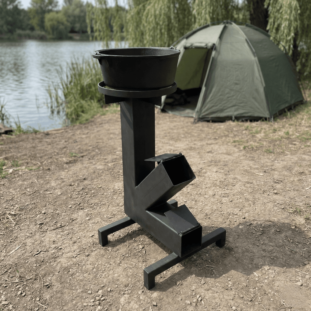 Sobă de gătit pe lemne, din oțel carbon, portabilă – 65×40×43 cm - BUZ.RO
