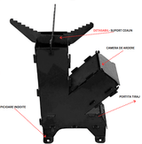 Soba de gatit, pe lemne, otel carbon, portabila, dimensiuni 65.5x35x33cm VOPSITA - BUZ.RO