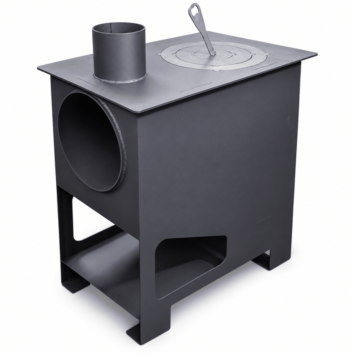 Soba metalica pe lemne cu plita si inele detasabile, cenusar si tub de convectie naturala - BUZ.RO