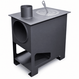 Soba metalica pe lemne cu plita si inele detasabile, cenusar si tub de convectie naturala - BUZ.RO