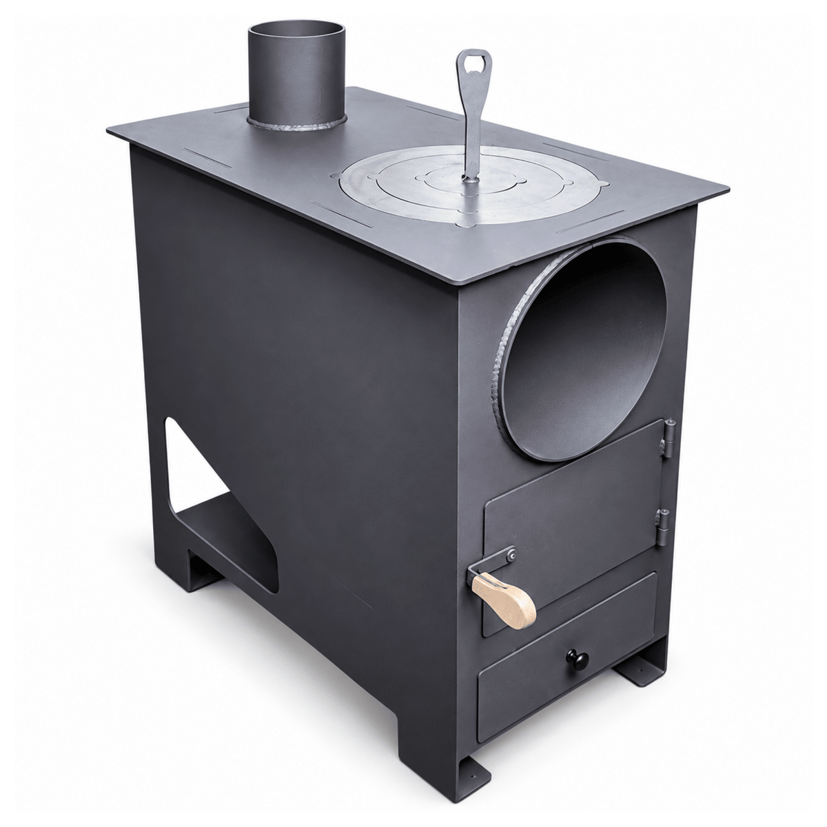 Soba metalica pe lemne cu plita si inele detasabile, cenusar si tub de convectie naturala - BUZ.RO