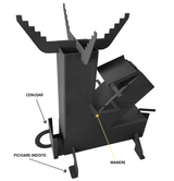 Sobă Rachetă Demontabilă (Tip Pirostrie) pentru Ceaun și Disc – Oțel 4mm, Plită 8mm, H 80cm - BUZ.RO