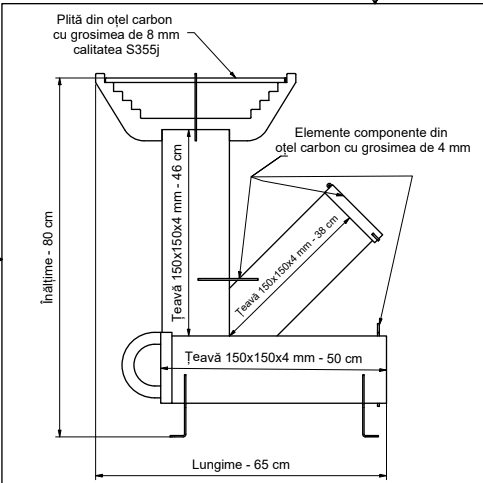 Sobă Rachetă Demontabilă (Tip Pirostrie) pentru Ceaun și Disc – Oțel 4mm, Plită 8mm, H 80cm - BUZ.RO