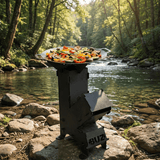 Sobă Rachetă din Oțel Carbon – Finisaj Vopsit/Nevopsit, Portabilă, H 65.5 cm - BUZ.RO