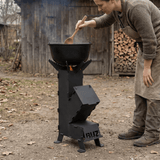 Sobă Rachetă din Oțel Carbon – Finisaj Vopsit/Nevopsit, Portabilă, H 65.5 cm - BUZ.RO