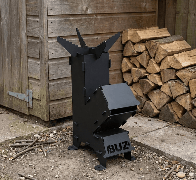 Sobă Rachetă din Oțel Carbon – Finisaj Vopsit/Nevopsit, Portabilă, H 65.5 cm - BUZ.RO