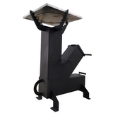 Soba de gatit cu manere, pe lemne, cu plita, otel carbon, portabila, pentru disc si ceaun, 65x35x80 cm