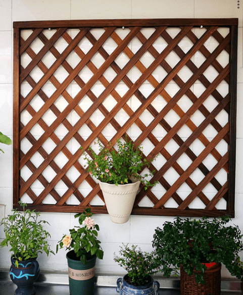 Spalier pentru ghivece din lemn, pentru gradina sau terasa, 90Ax150 cm/60x150 cm, maro - BUZ.RO