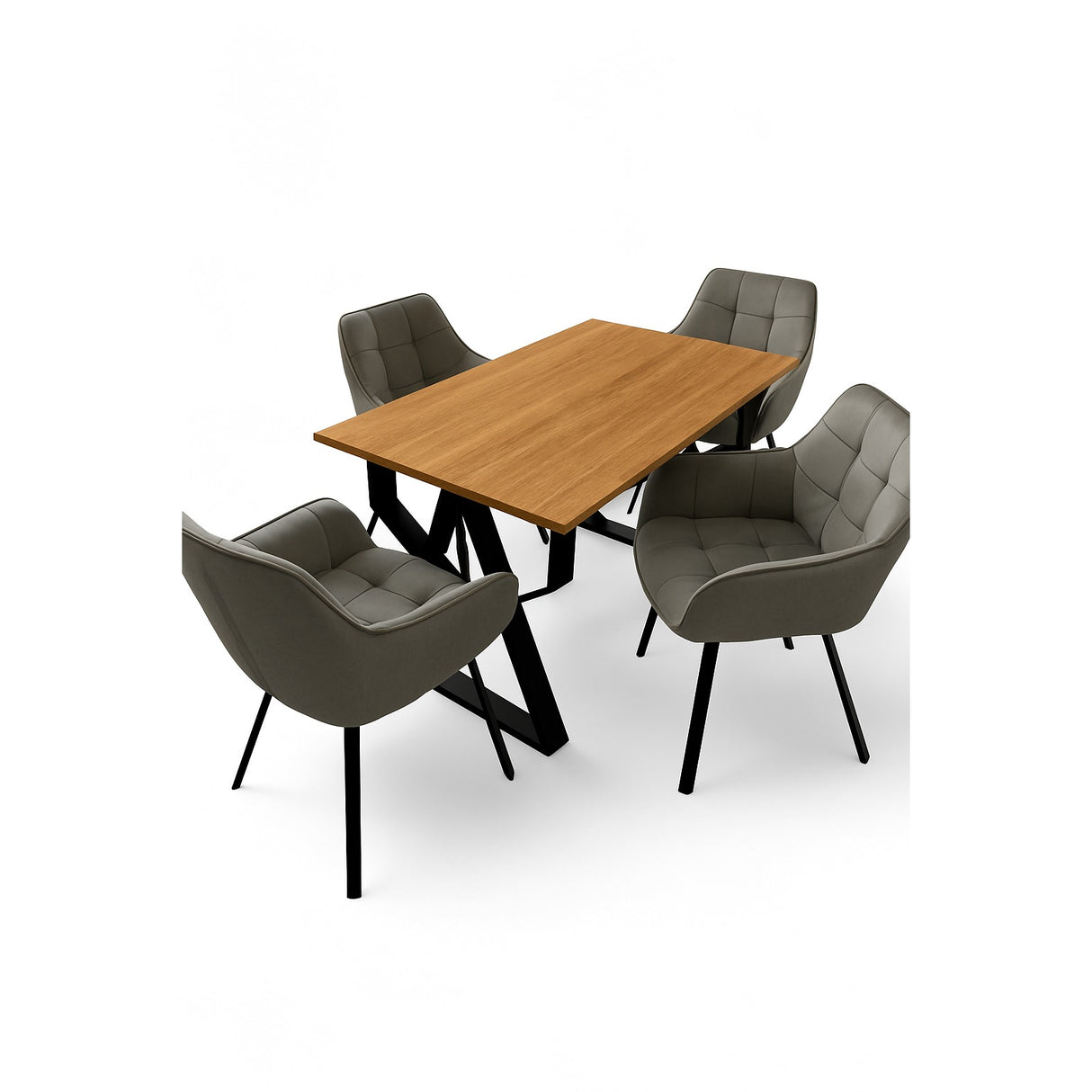 Masa bucatarie cu scaune, set living/dinning, picioare metalice, blat PAL, husa catifea, moderne, 4 persoane